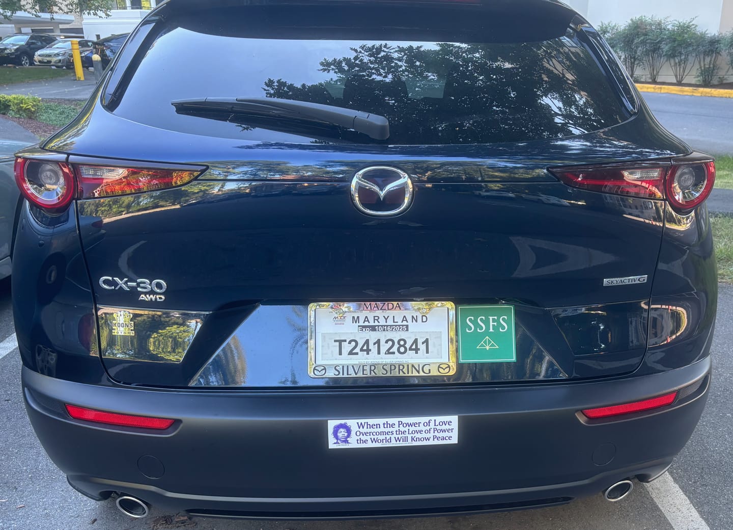 Customer photo review of Jimi Hendrix Power of Love Bumper Sticker