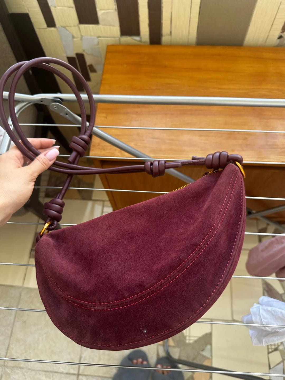 Customer photo review of Mary - Stylish Vegan Suede Shoulder Bag for Women, Trendy Crossbody Dumpling Design