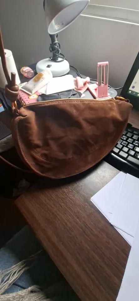 Customer photo review of Mary - Stylish Vegan Suede Shoulder Bag for Women, Trendy Crossbody Dumpling Design