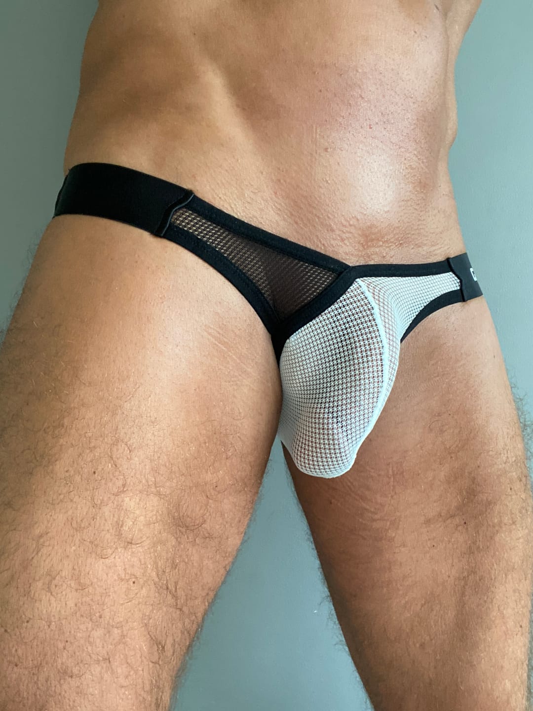 Customer photo review of 2 Pack Men's U-Pouch Sheer Mesh Briefs
