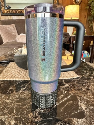 Customer photo review of Onyx Shimmer Metallic Macrame Tumbler Boot -Fall fits 20-40oz