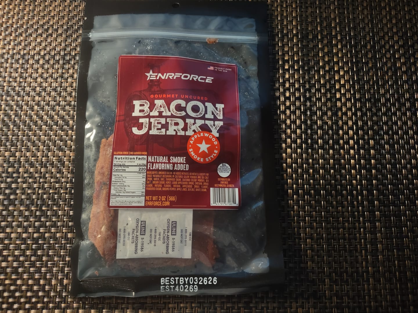 Customer photo review of Gourmet Bacon Jerky