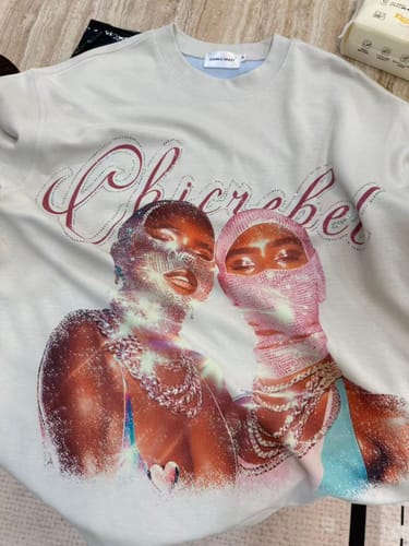 Customer photo review of Gleaming Rhinestone Double-Sided T-shirt-267