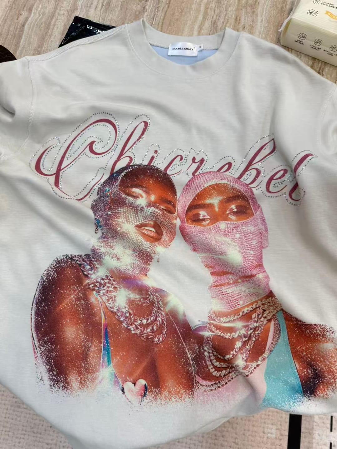 Customer photo review of Gleaming Rhinestone Double-Sided T-shirt-267