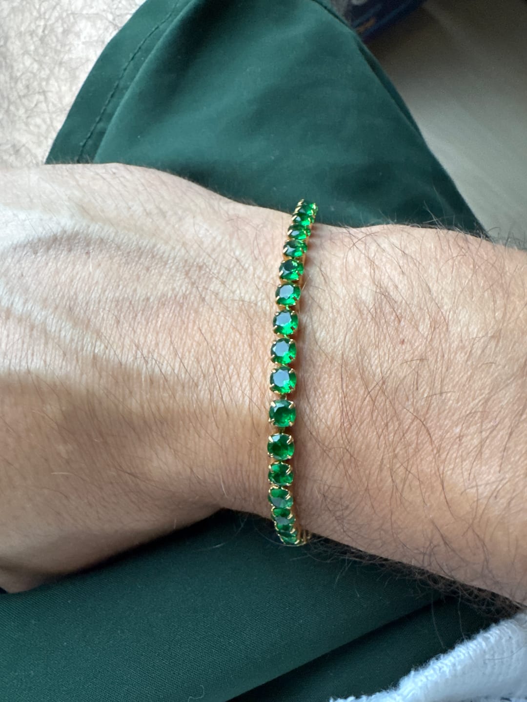 Customer photo review of Tennis Green Bracelet (Gold)