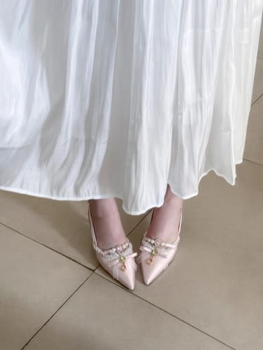 Customer photo review of jeweled vintage high heels