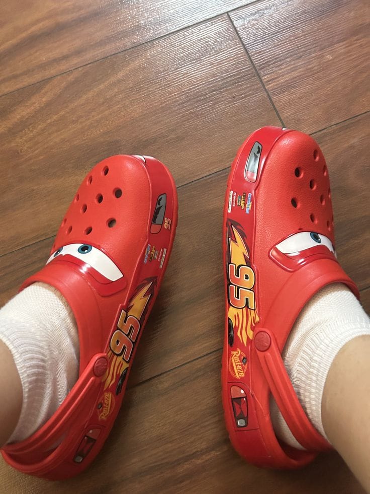 Customer photo review of Lightning McQueen Crocs – Red
