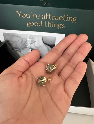 Customer photo review of Pyrite silver stud earrings