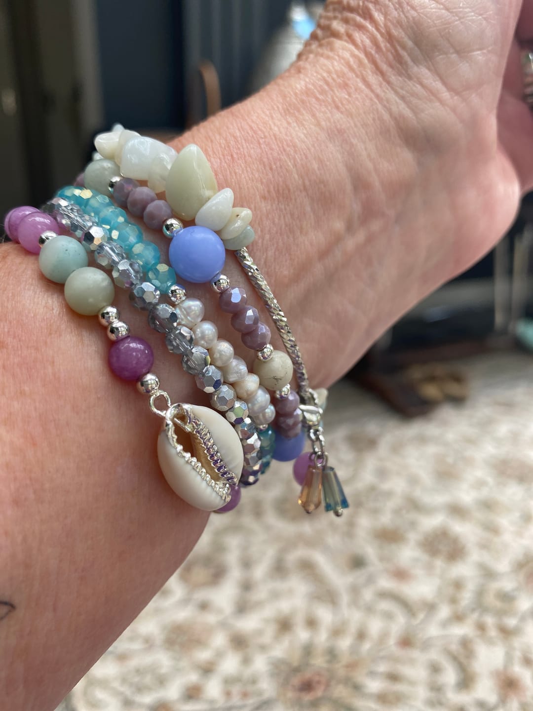 Customer photo review of Seaside Dreams Stretch Apple Watch Strap