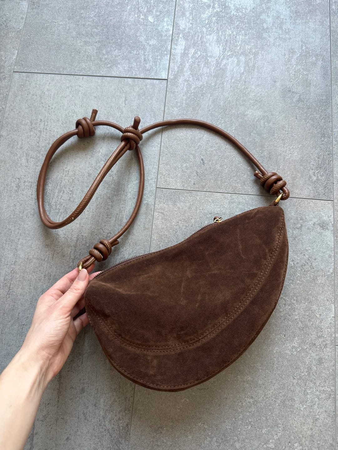 Customer photo review of Mary - Stylish Vegan Suede Shoulder Bag for Women, Trendy Crossbody Dumpling Design