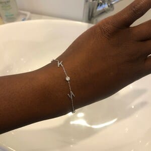 Customer photo review of Personalized Baguette Birthstone Bracelet