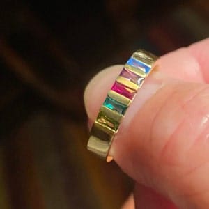 Customer photo review of Family Birthstone Bar Necklace, Baguette Stones for Mom