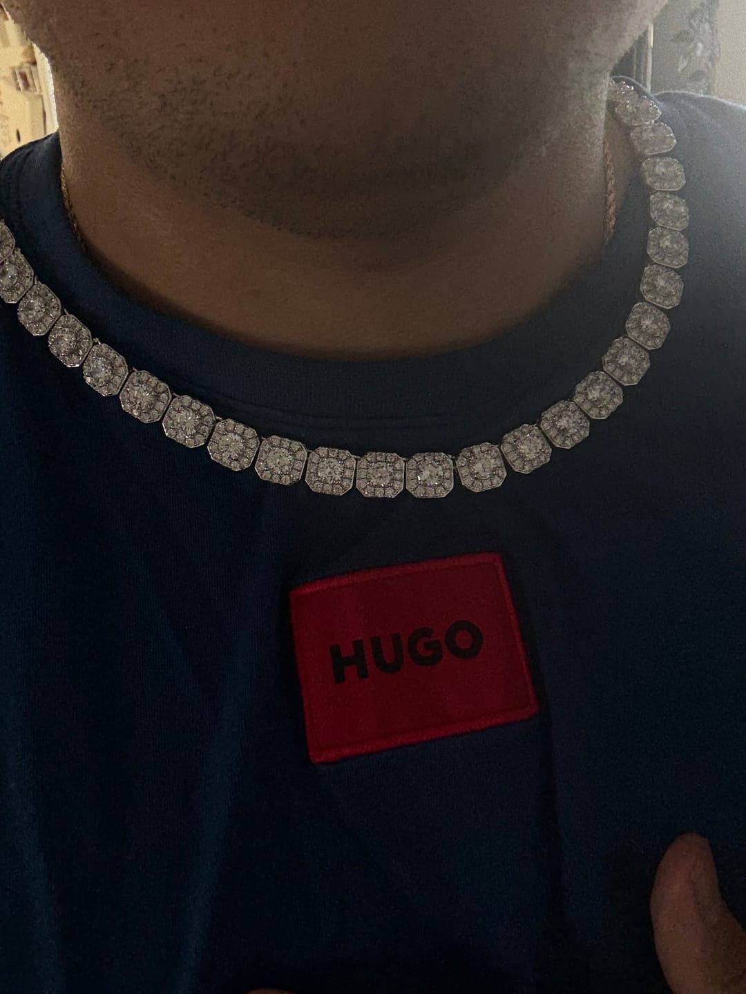 Customer photo review of 10mm Clustered Tennis Chain - White Gold