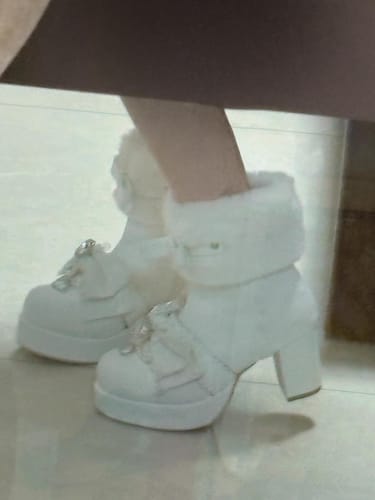 Customer photo review of Mass-produced rhinestone ankle boots