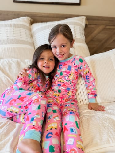 Customer photo review of Back To School Pink Two-Piece Pajamas
