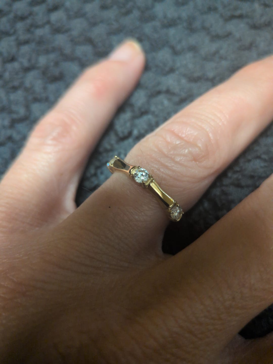 Customer photo review of Bamboo Ring With Stones