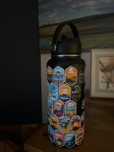 Customer photo review of Let's Wander™ 50 States Of The USA Water Bottle + Sticker Set