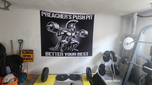 Customer photo review of Spartan Warrior Gym Banner – This is Where We Fight 11459