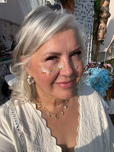 Customer photo review of GOLD OCEAN LETTER NECKLACE