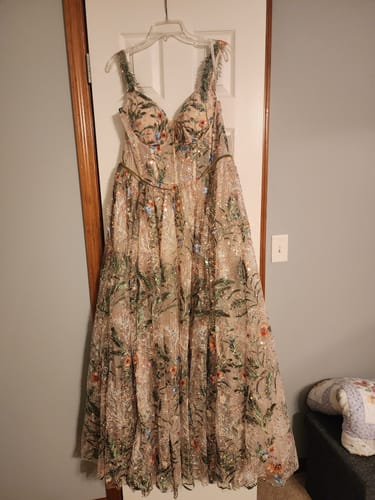 Customer photo review of Straps V Neck Corset Floral Embroidery Beaded Dress with Jacket