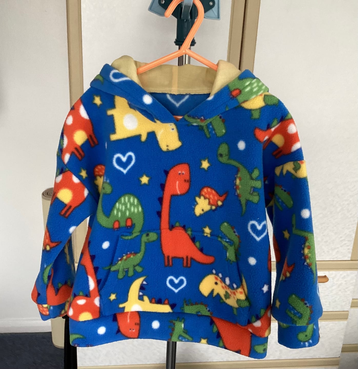 Customer photo review of Dinosaurs and Hearts Anti Pill Polar Fleece Fabric