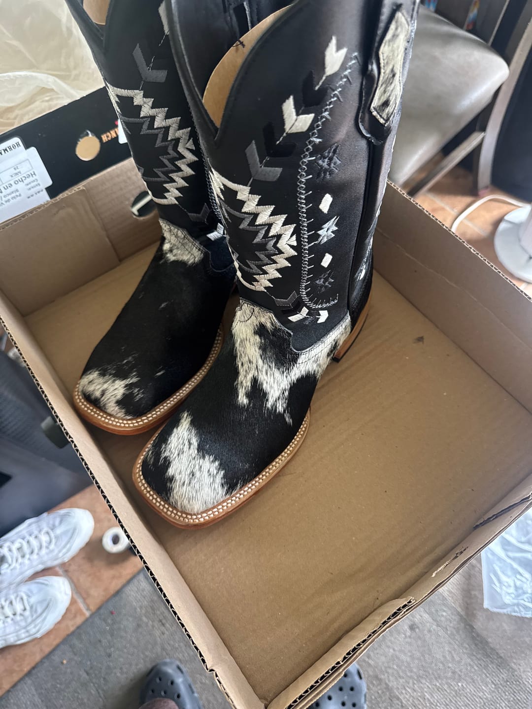 Customer photo review of Genuine Cowhide Boots - Square Toe
