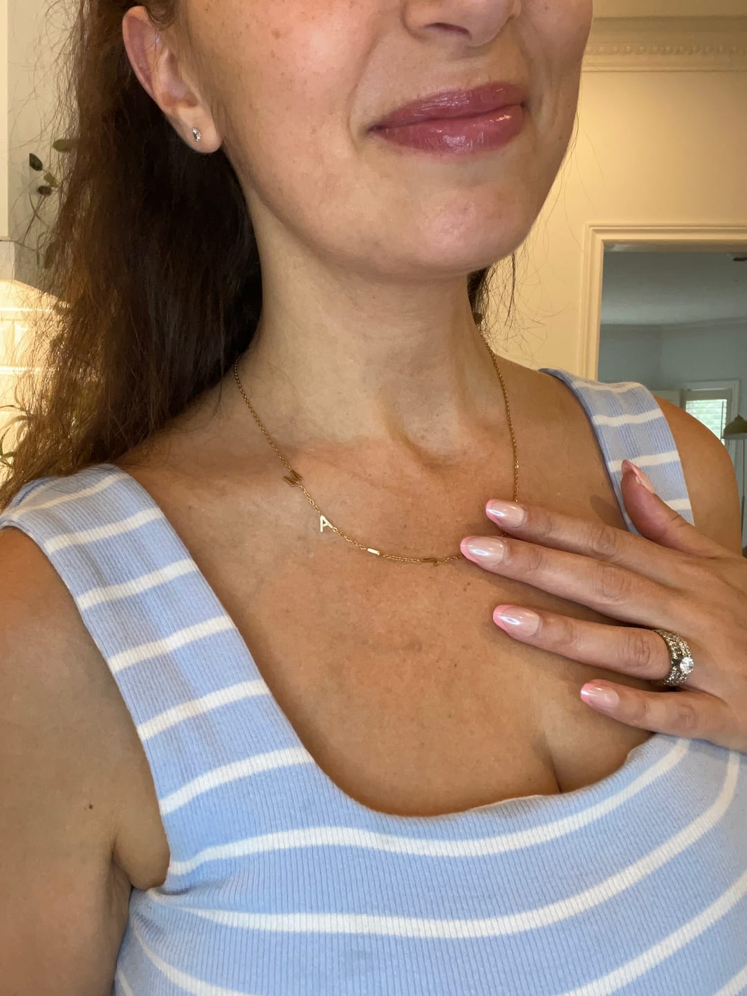 Customer photo review of Personalized Sideway Initial Necklace 18K Best Seller