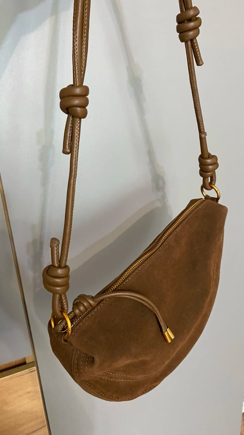 Customer photo review of Mary - Stylish Vegan Suede Shoulder Bag for Women, Trendy Crossbody Dumpling Design