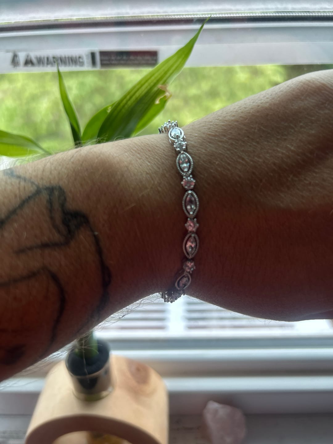 Customer photo review of Moira 18k White Gold Plated Tennis Bracelet with Simulated Diamond Crystals