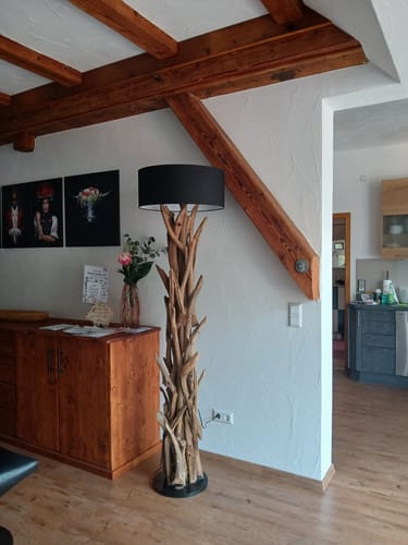 Customer photo review of Stehlampe Teakholz BLUMA  | Höhe 180 cm | inkl. Lampenschirm
