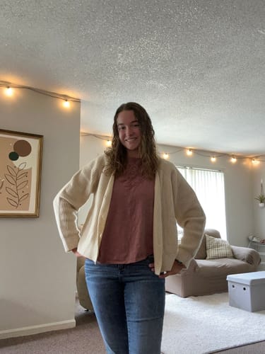 Customer photo review of Knit Button Accented Cardigan