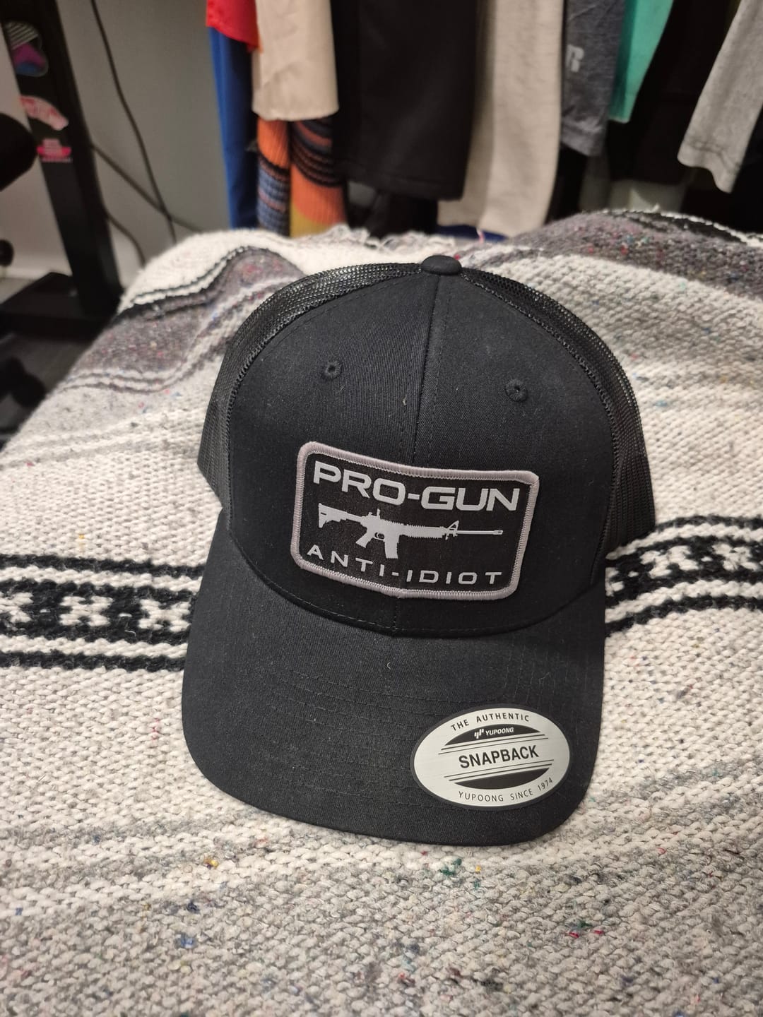 Customer photo review of Pro Gun Anti Idiot Woven Patch Hat