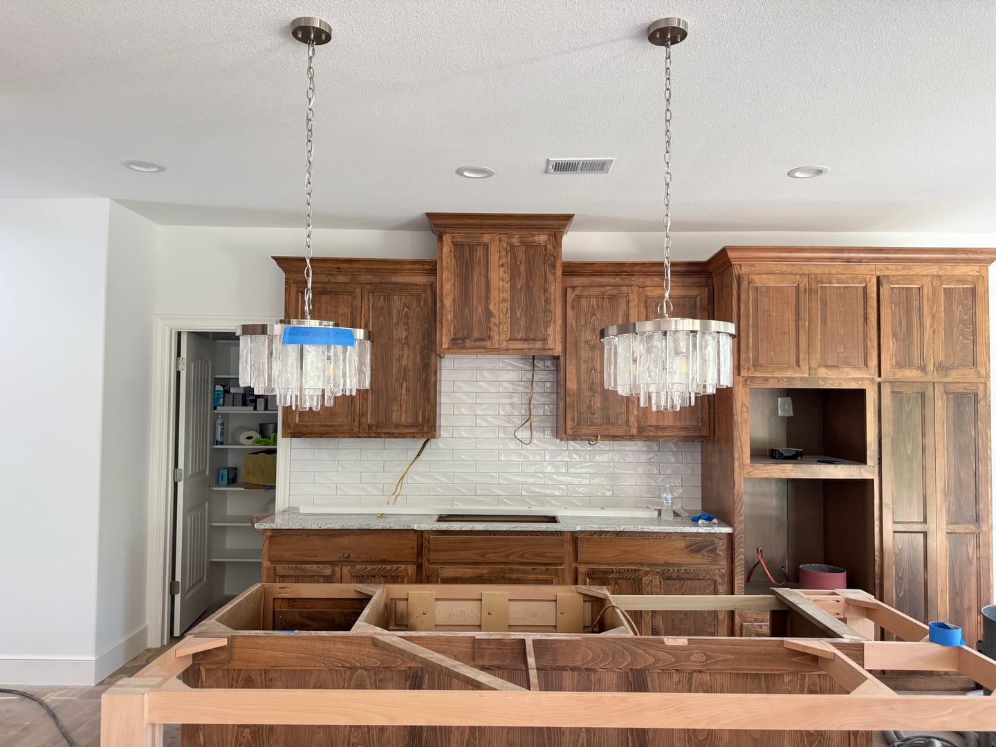 Customer photo review of Tiered Hammered Water Glass Round Semi Flush Mount