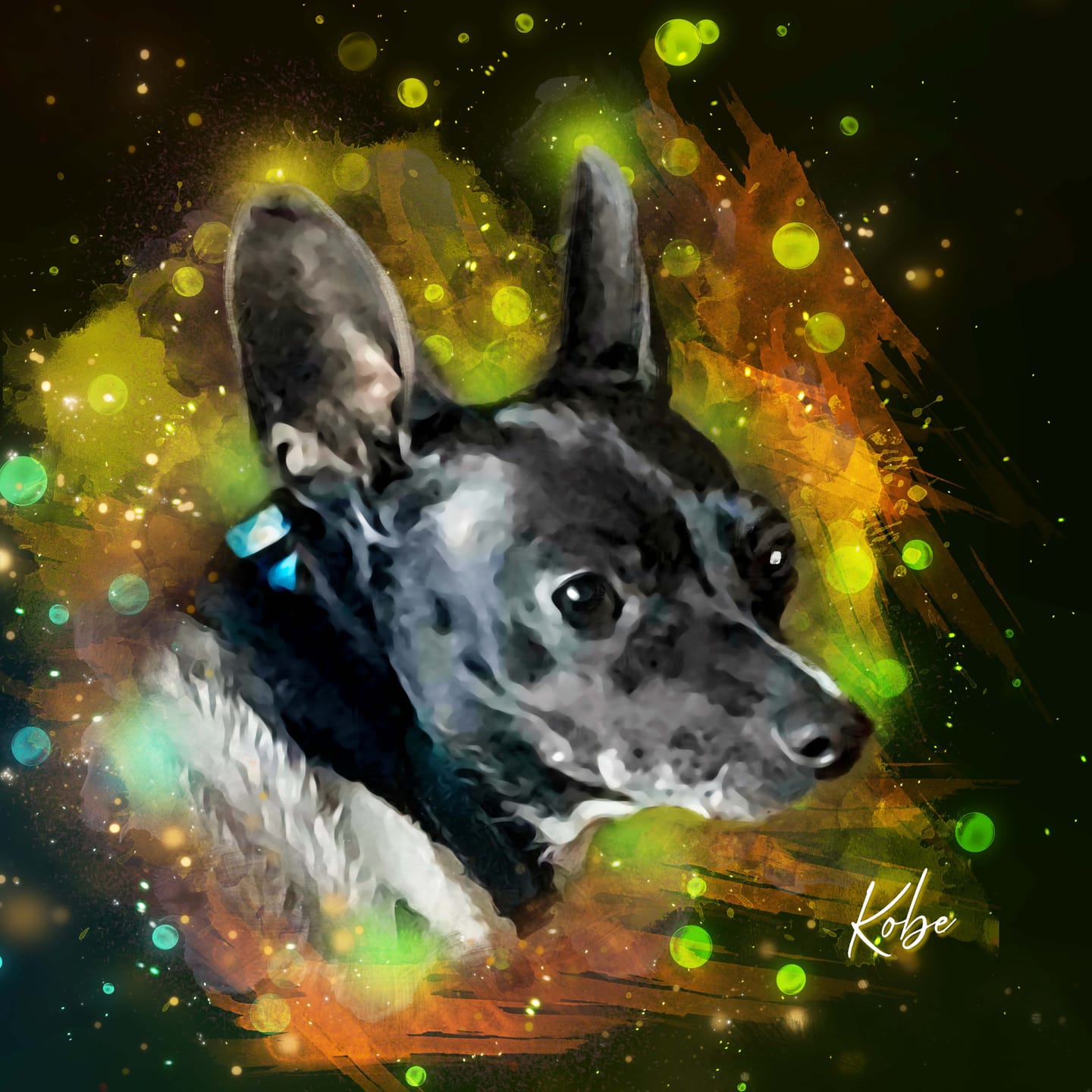 Customer photo review of Custom Neon Watercolor Pet Portrait – Aesthetic Neon Style (AN)