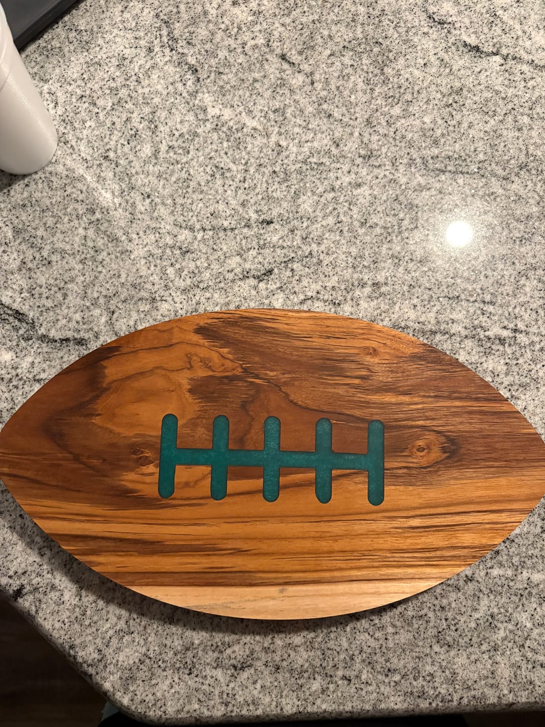 Customer photo review of 16.25x9" Football With Lace Inlay Acrylic Router Template