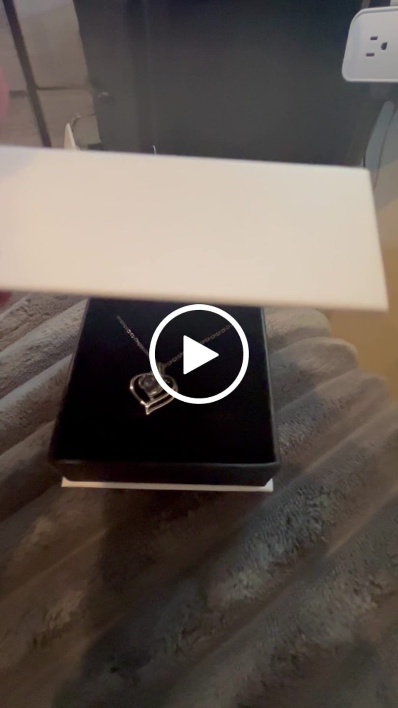 Customer video review of Regina 18k White Gold Plated Blue Heart Necklace with Swarovski Crystals