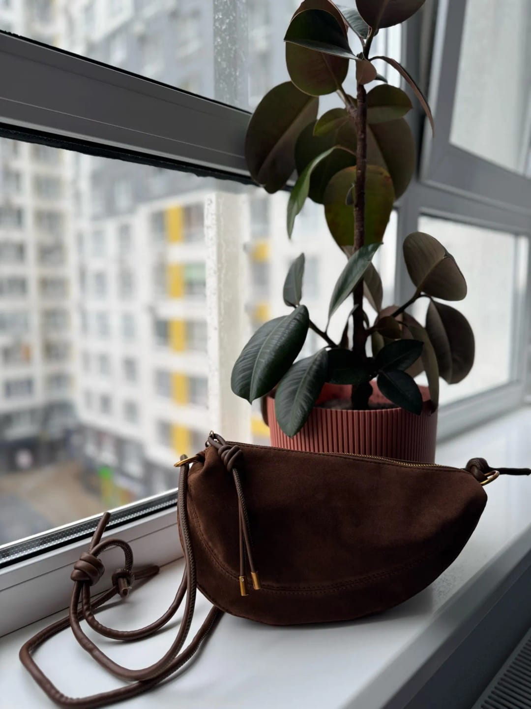 Customer photo review of Mary - Stylish Vegan Suede Shoulder Bag for Women, Trendy Crossbody Dumpling Design