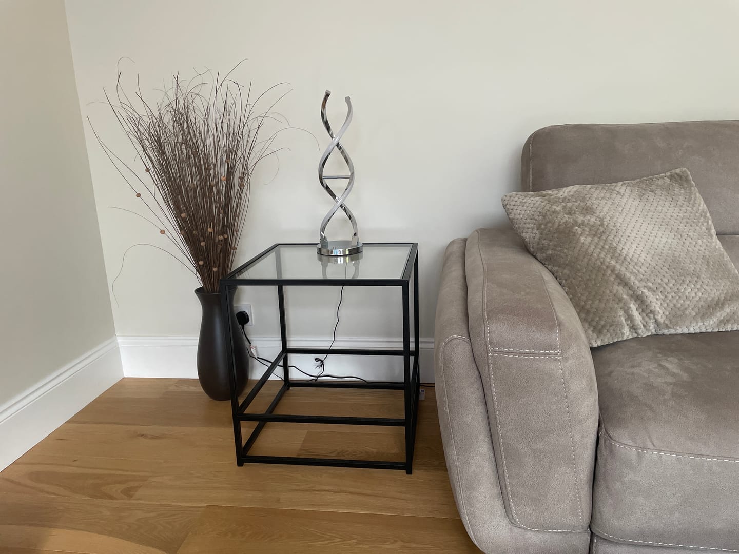 Customer photo review of Aria Glass Metal Side Table - Black