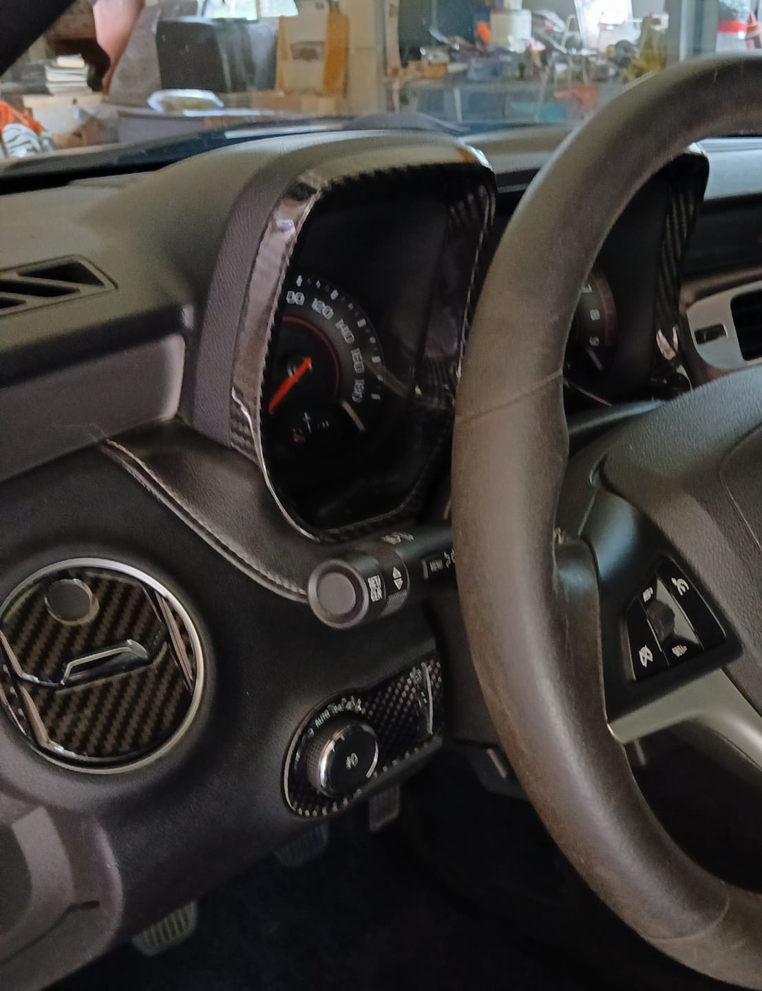 Customer photo review of 2010-2015 Chevy Camaro Carbon Fiber Gauge Cluster Trim Cover