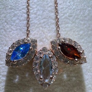 Customer photo review of Family Birthstone Bar Necklace, Baguette Stones for Mom