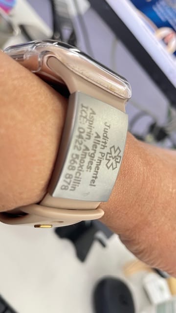 Customer photo review of Personalised ID Tag for Watch Band & Fitness Trackers