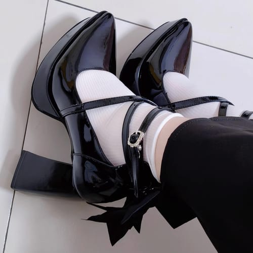 Customer photo review of Dark Gothic Mary Janes