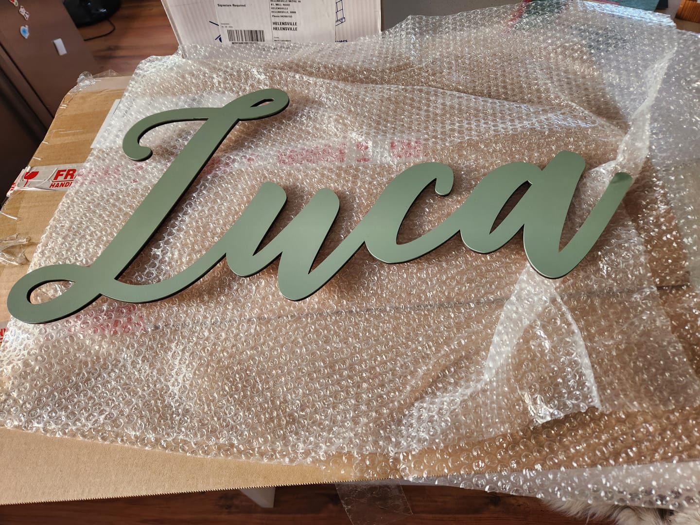 Customer photo review of Wall Name Plaque Free Personalisation