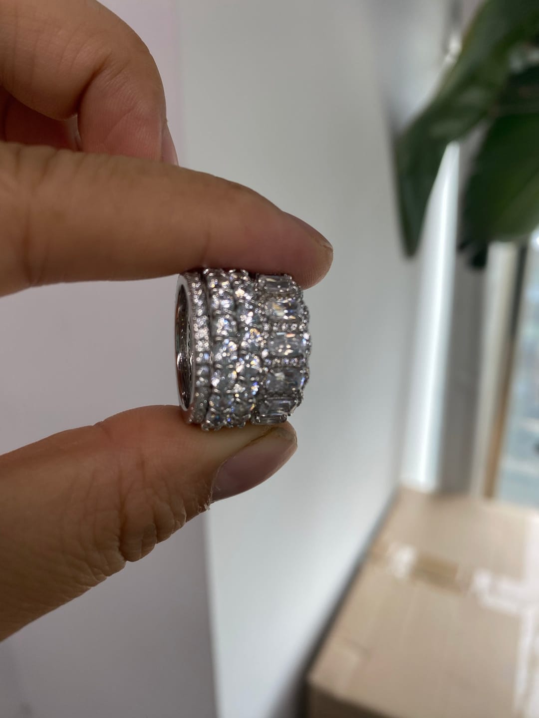 Customer photo review of S925 1.0Ct Cushion Cut 4PC Wedding Band Set Stackable Rings For Everyday Wear