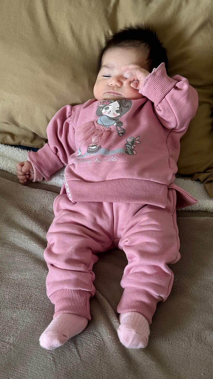 Customer photo review of Conjunto 2 piezas 100% algodón abrigado para bebé hembra - Color rosa