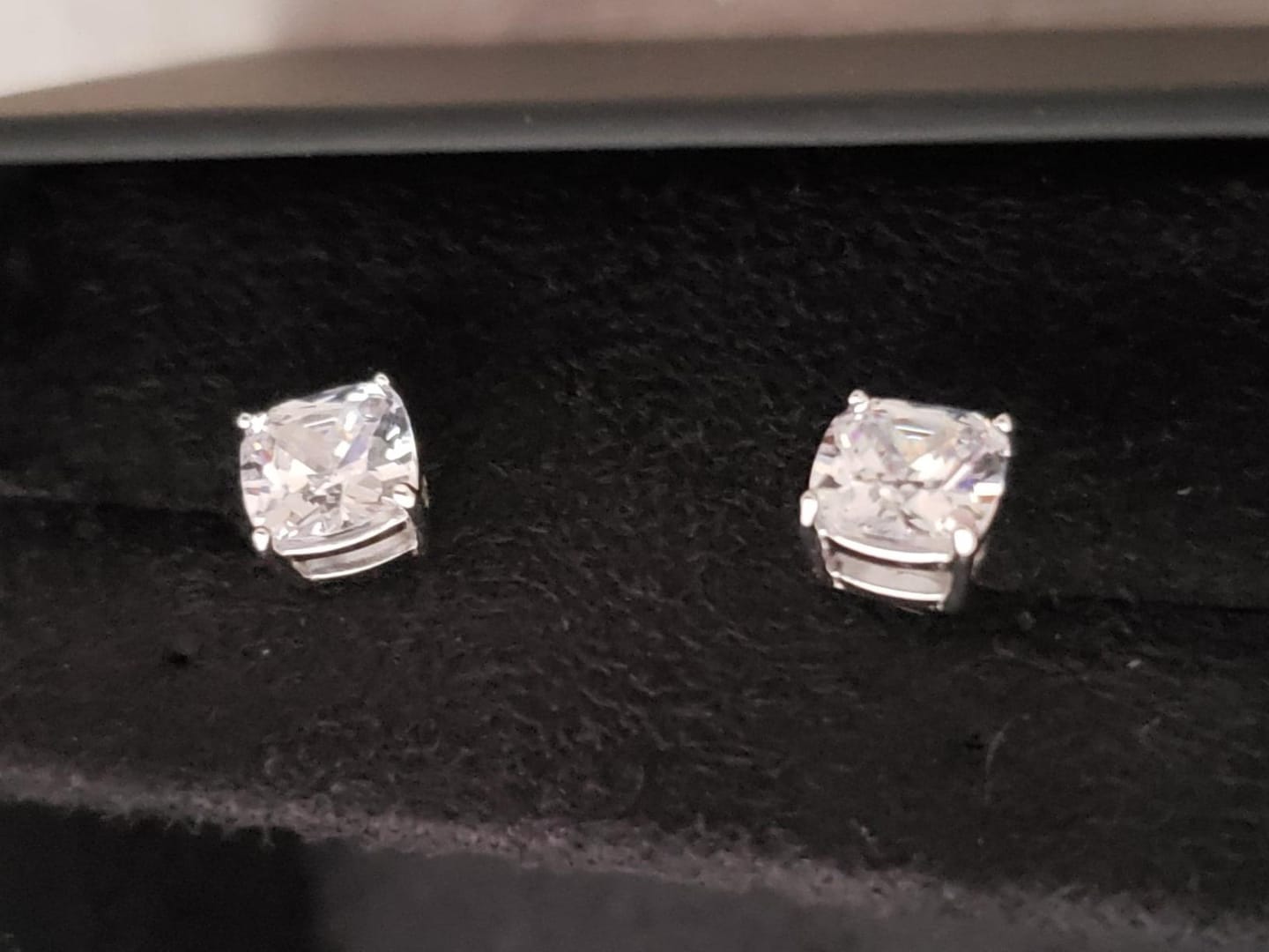 Customer photo review of S925 2.0Ct*2 Classic Cushion Cut Women's Stud Earrings In Sterling Silver For Everyday Wear