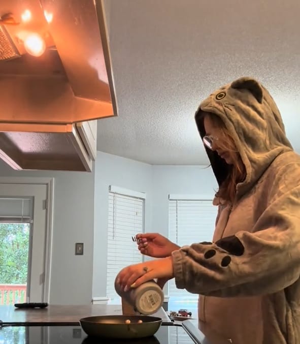 Customer photo review of OLAOLA Unisex Adult Plush Cat Animals Onesie Pajamas Warm Home One-Piece Sleepwear