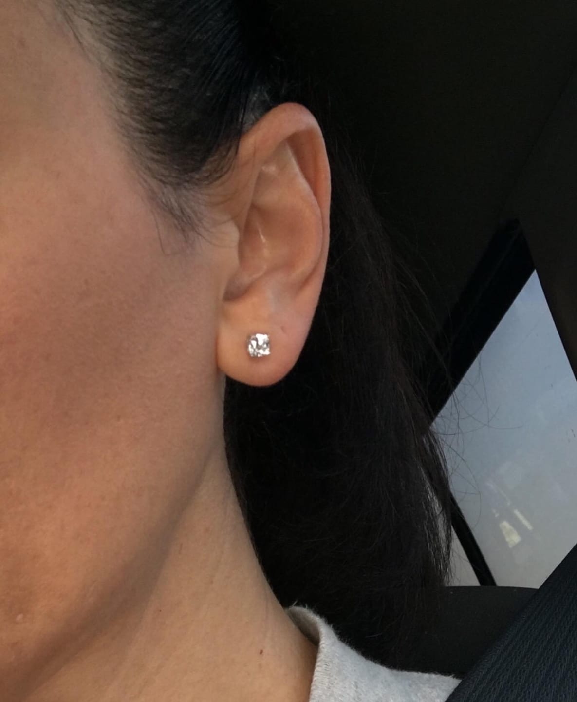 Customer photo review of S925 2.0Ct*2 Classic Cushion Cut Women's Stud Earrings In Sterling Silver For Everyday Wear