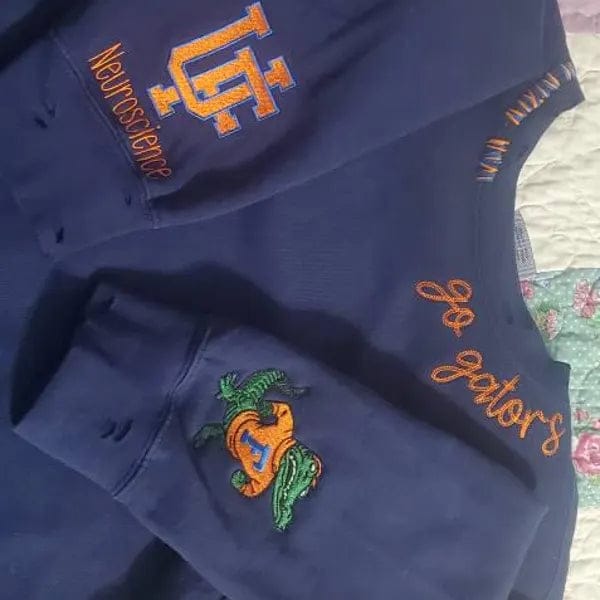Customer photo review of Custom Vintage Embroidered Hand Distressed Crew Neck Sweatshirt