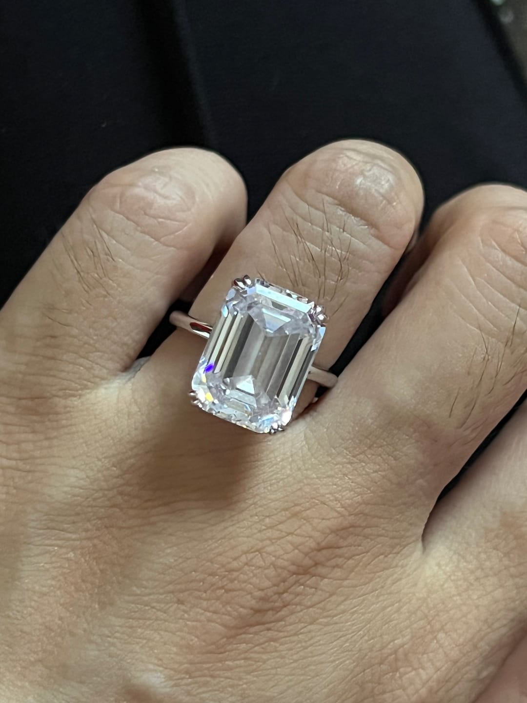 Customer photo review of S925 5.0/11.5 Ct Emerald Cut Engagement Ring In Sterling Silver Classic Everyday Wearable Ring